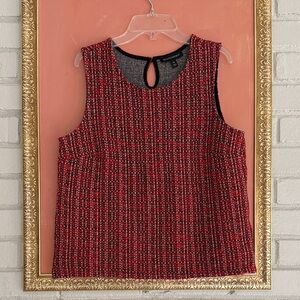 Banana Republic Women's Red Black White Tweed Sleeveless Top